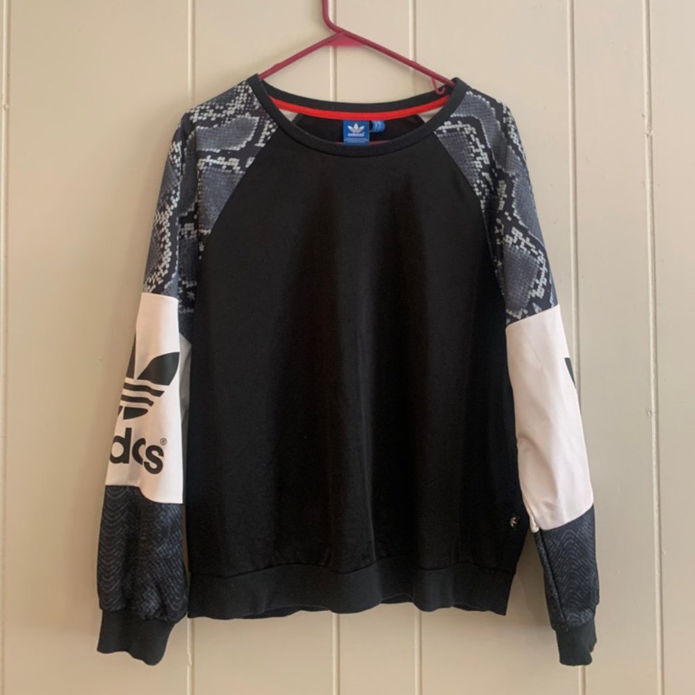 Women's Adidas Black & Snakeskin Print Pullover
